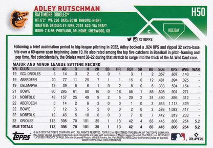 2023 Topps Holiday Adley Rutschman ASR, RC H50 Baltimore Orioles
