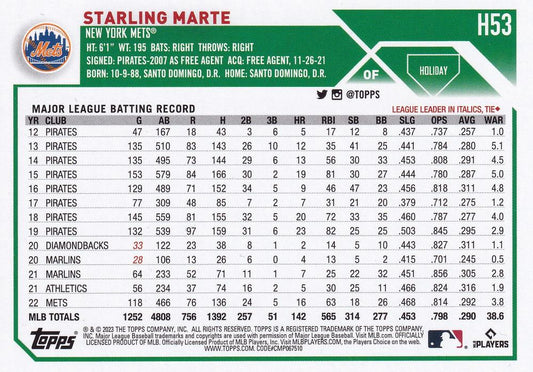 2023 Topps Holiday Starling Marte H53 New York Mets