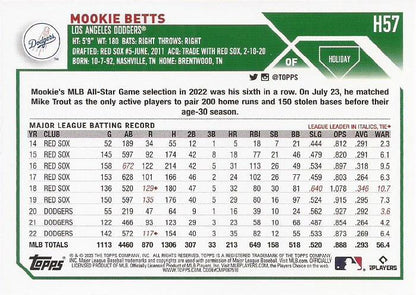 2023 Topps Holiday Mookie Betts H57 Los Angeles Dodgers
