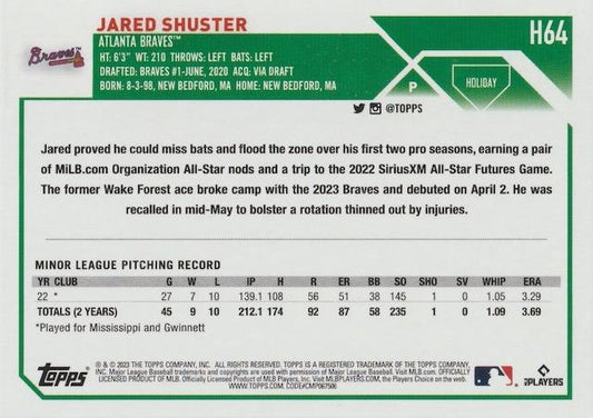 2023 Topps Holiday Jared Shuster RC H64 Atlanta Braves