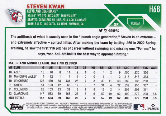 2023 Topps Holiday Steven Kwan ASR H68 Cleveland Guardians