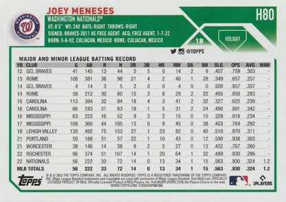 2023 Topps Holiday Joey Meneses ASR, RC H80 Washington Nationals