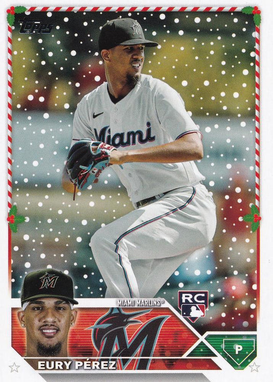 2023 Topps Holiday Eury Perez RC H85 Miami Marlins