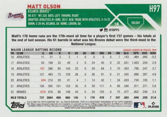 2023 Topps Holiday Matt Olson  H97 Atlanta Braves
