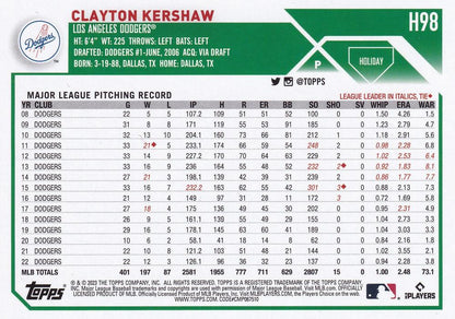 2023 Topps Holiday Clayton Kershaw  H98 Los Angeles Dodgers