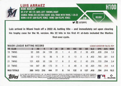 2023 Topps Holiday Luis Arraez  H100 Miami Marlins