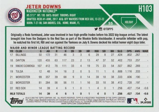 2023 Topps Holiday Jeter Downs RC H103 Washington Nationals
