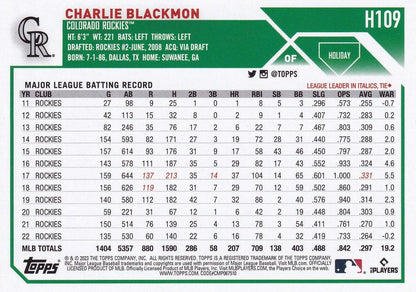 2023 Topps Holiday Charlie Blackmon  H109 Colorado Rockies
