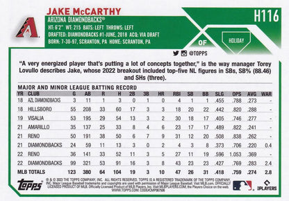 2023 Topps Holiday Jake McCarthy  H116 Arizona Diamondbacks