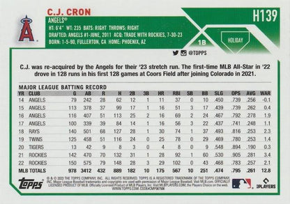 2023 Topps Holiday C.J. Cron  H139 Los Angeles Angels