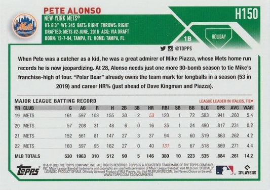 2023 Topps Holiday Pete Alonso  H150 New York Mets