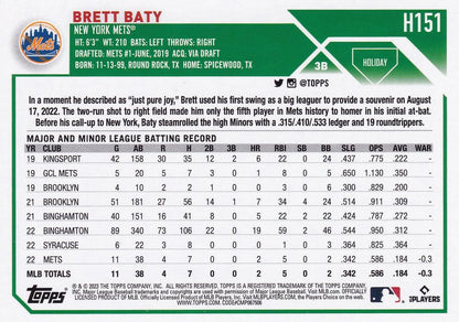 2023 Topps Holiday Brett Baty RC H151 New York Mets