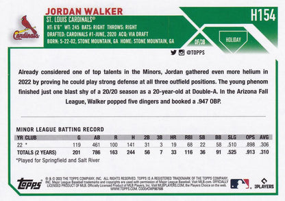 2023 Topps Holiday Jordan Walker RC H154 St. Louis Cardinals