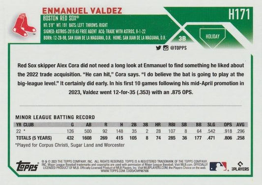 2023 Topps Holiday Enmanuel Valdez RC H171 Boston Red Sox