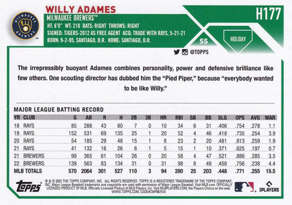 2023 Topps Holiday Willy Adames  H177 Milwaukee Brewers