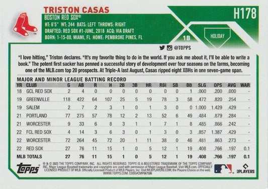 2023 Topps Holiday Triston Casas RC H178 Boston Red Sox