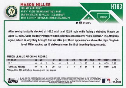 2023 Topps Holiday Mason Miller RC H183 Oakland Athletics
