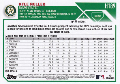 2023 Topps Holiday Kyle Muller H189 Oakland Athletics