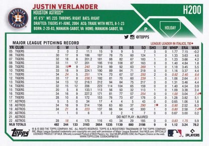 2023 Topps Holiday Justin Verlander H200 Houston Astros