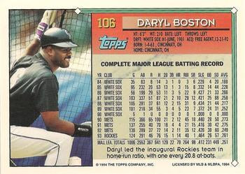 1994 Topps Daryl Boston # 106 Colorado Rockies