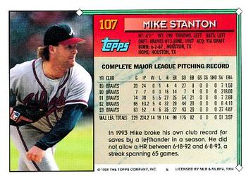 1994 Topps Mike Stanton # 107 Atlanta Braves