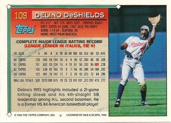 1994 Topps Delino DeShields # 109 Montreal Expos