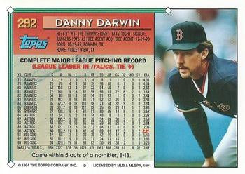 1994 Topps Danny Darwin # 292 Boston Red Sox