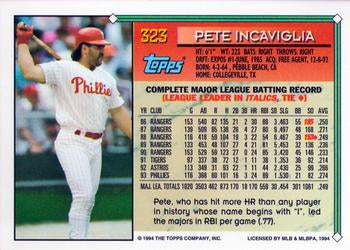 1994 Topps Pete Incaviglia # 323 Philadelphia Phillies