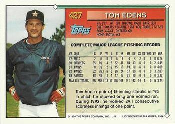 1994 Topps Tom Edens # 427 Houston Astros