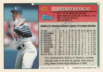1994 Topps Pedro Astacio # 431 Los Angeles Dodgers