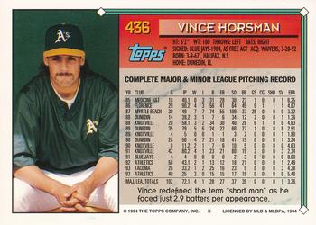 1994 Topps Vince Horsman # 436 Oakland Athletics