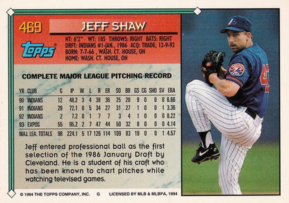 1994 Topps Jeff Shaw # 469 Montreal Expos