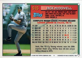1994 Topps Jack McDowell # 515 Chicago White Sox