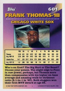 1994 Topps Frank Thomas MOG # 601 Chicago White Sox