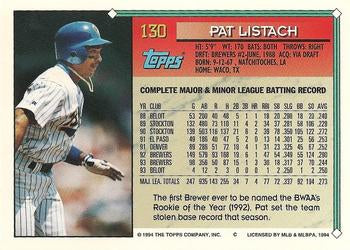1994 Topps Pat Listach # 130 Milwaukee Brewers