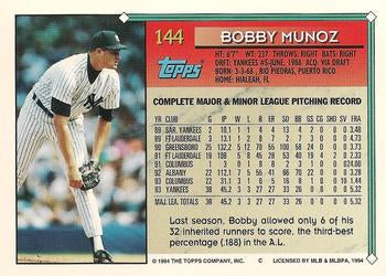1994 Topps Bobby Munoz # 144 New York Yankees