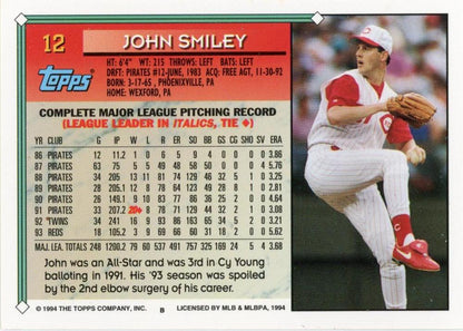 1994 Topps John Smiley # 12 Cincinnati Reds