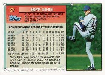 1994 Topps Jeff Innis # 37 New York Mets