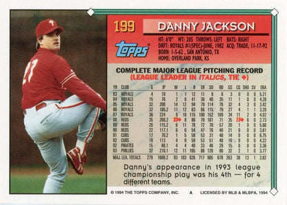 1994 Topps Danny Jackson # 199 Philadelphia Phillies