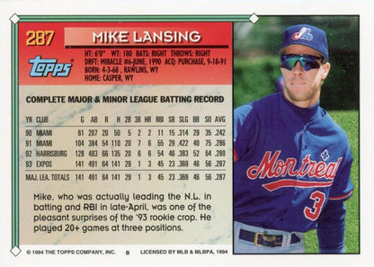 1994 Topps Mike Lansing ASR # 287 Montreal Expos