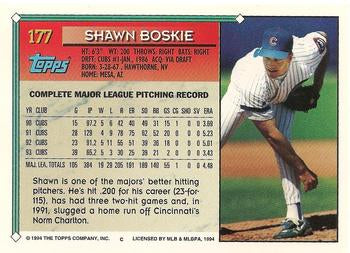 1994 Topps Shawn Boskie # 177 Chicago Cubs