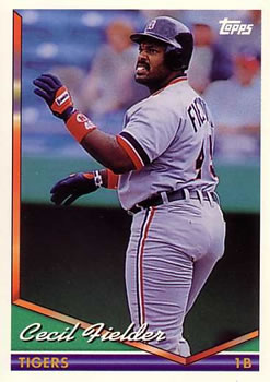 1994 Topps Cecil Fielder # 190 Detroit Tigers