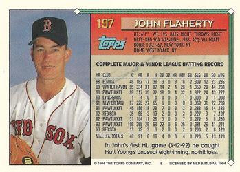 1994 Topps John Flaherty # 197 Boston Red Sox