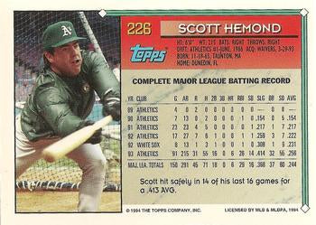 1994 Topps Scott Hemond # 226 Oakland Athletics