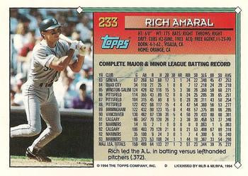 1994 Topps Rich Amaral # 233 Seattle Mariners