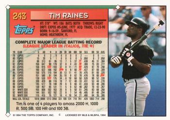 1994 Topps Tim Raines # 243 Chicago White Sox