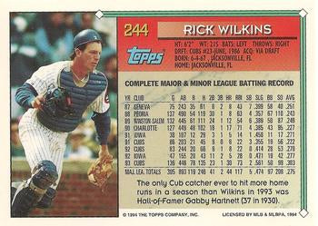 1994 Topps Rick Wilkins # 244 Chicago Cubs