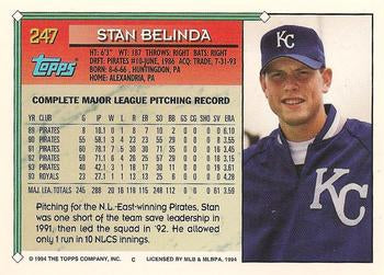 1994 Topps Stan Belinda # 247 Kansas City Royals