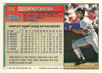 1994 Topps Walt Weiss # 256 Florida Marlins