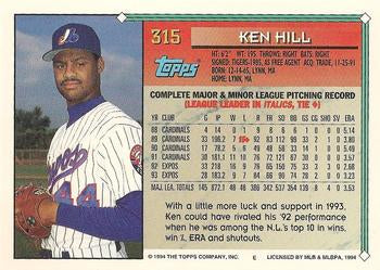 1994 Topps Ken Hill # 315 Montreal Expos